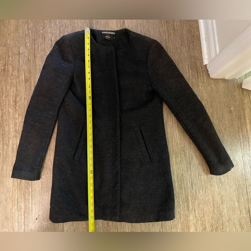 Only Black Oversized Pea Coat with metallic detail